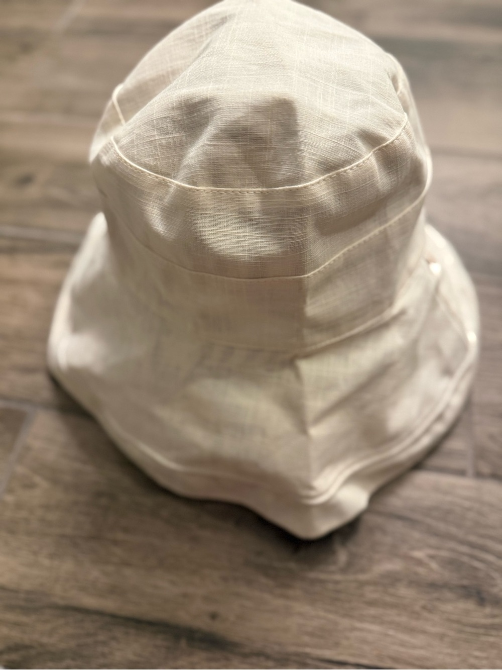 NWOT Reversible Bucket Hat - Cream or Pink & Green Print, Linen/Cotton, Packable